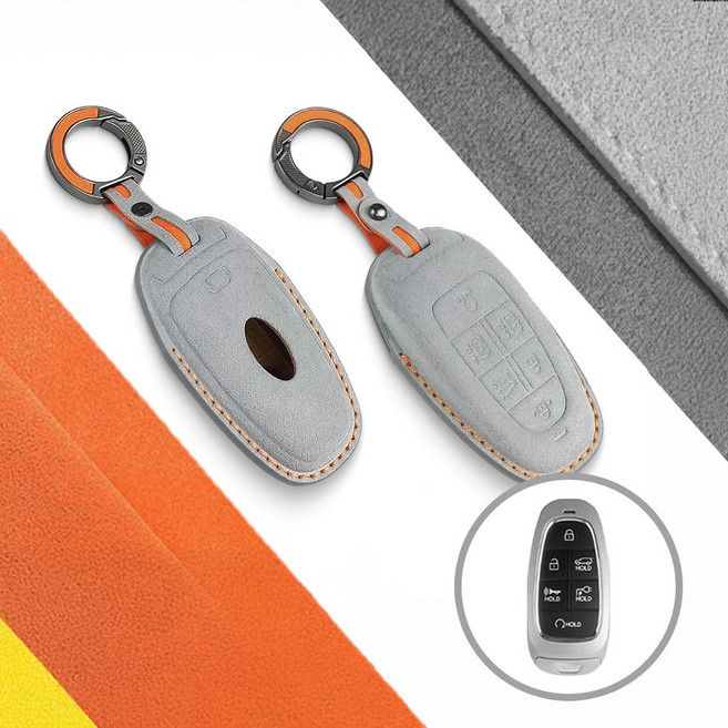 벤오토 현대 알칸타라 차 키케이스 스마트키 자동차 가죽 키커버 키홀더, 2-07. 현대 6버튼 (S6-HH6), 그레이
