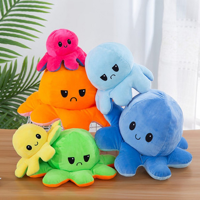 대왕 반전 문어인형 10cm 30cm 귀여운 문어키링 애착인형 열쇠고리 애착 선물 인테리어 소품, 반전문어키링(색상랜덤)