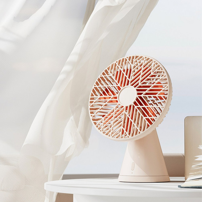 비비앤제이 미니 선풍기 휴대용 캠핑용 무소음 무선 서큘레이터, 베이지
