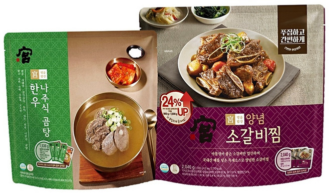 궁 한우 나주식곰탕 500g 3팩 갈비찜1kg 2팩 +당면+소스 혼합세트, 1개