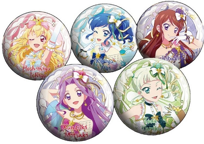 아이엠스타 아이카츠 굿즈 배지 5종 세트 58mm 듀얼 플래시, 1세트