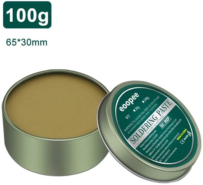 10-200g 솔더링 페이스트 로진 플럭스 무연 용접 주석 납 코어 전자 수리, 04 100g with Iron box