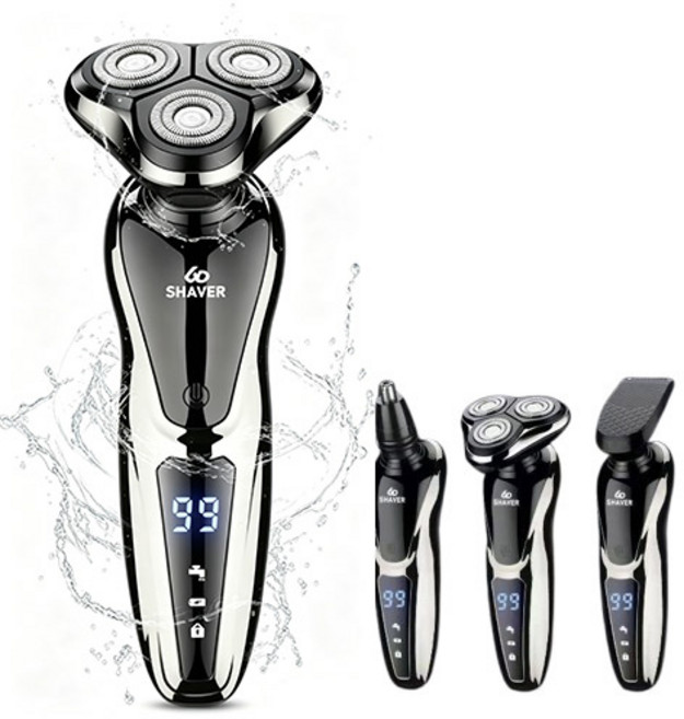 디에스가추몰 전동 면도기 LED 디스플레이 건습 겸용 생활방수 쌍환 칼망 플로팅 헤드, 블랙, As2050