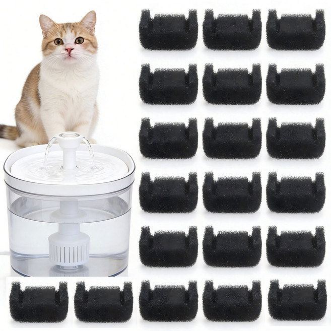 고양이 정수기 전용 필터 리필 필터 필수템 거품 필터 20pcs, 20개
