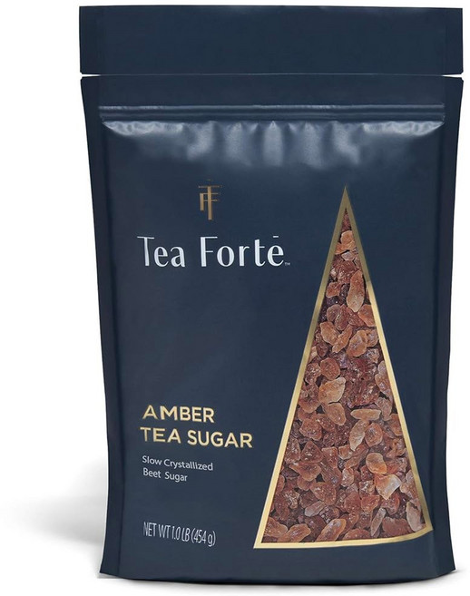 Tea Forte 티 포르테 내추럴 앰버 휴 베트 록 슈가 크리스탈 차와 커피용 빠르게 녹는 비건 및 비변형 재밀봉 가능 2파운드 가방, 1개
