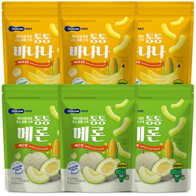 [베베쿡] 통통바나나 3봉+통통메론 3봉, 30g, 1개, 통통바나나3봉+통통메론3봉
