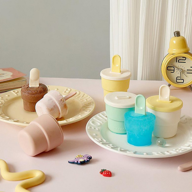 미니 실리콘 어린이 간식 아이스크림 몰드 샤베트 얼음틀, 1개, 핑크