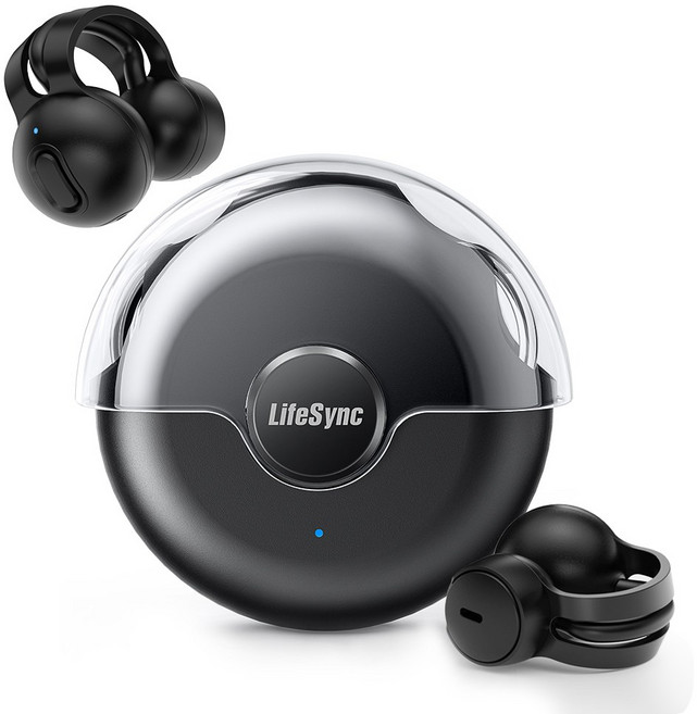 LifeSync 블루투스 이어폰 무선 방수 오픈 귀걸이형 고음질 블루투스 헤드폰 자동페어링, 블랙, H08