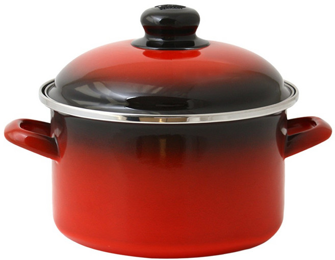 ELO 인덕션 쿡포트 깊은형 빨간법랑 양수냄비, 24cm, 빨강, 1개