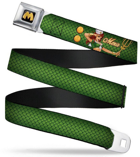 Buckle-Down 안전벨트 - MERA 봄쉘 살루트 포즈/스케일 그린/골드 너비 2.5cm(1인치) 길이 50.8-91.4cm(20-36인치)