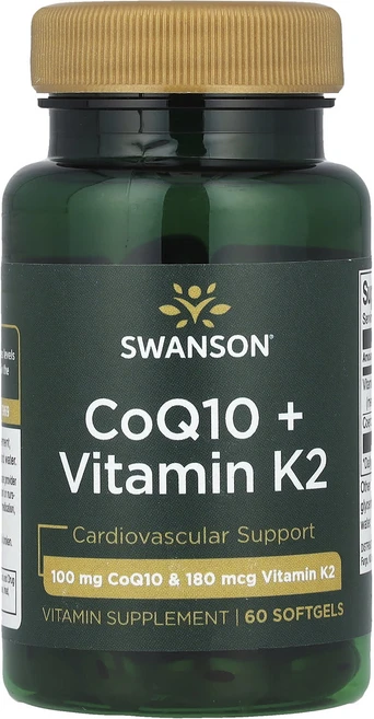 Swanson CoQ10 + 비타민K2 소프트젤 60정, SwansonCoQ10+비타민K2소프트젤60정, 1개 - 쿠팡