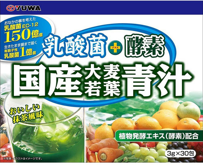 Yuwa 일본직구 유와 유산균 효소 일본식 보리 녹즙 30팩, 사이즈