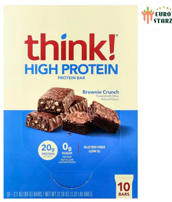 Think 고단백 프로틴바 브라우니 크런치바 10개(각 60g) 운전 등산 운동전 간식, 60g, 10개 - 쿠팡