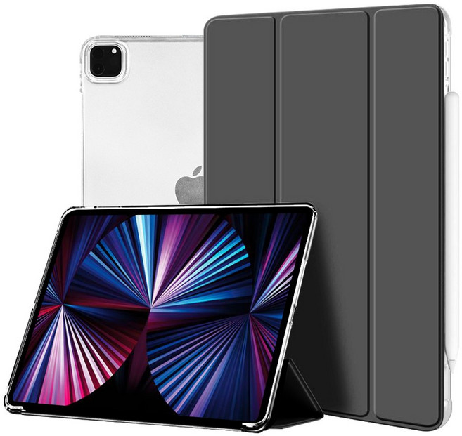 아이엠듀 슬림 반투명 스마트커버 태블릿PC 케이스, 블랙