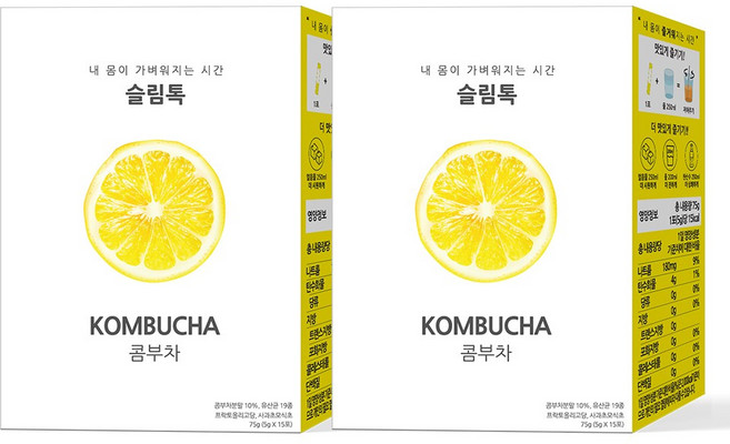 슬림톡 콤부차 레몬 15포 2박스 유산균 사과초모식초, 5g, 15개입, 2개