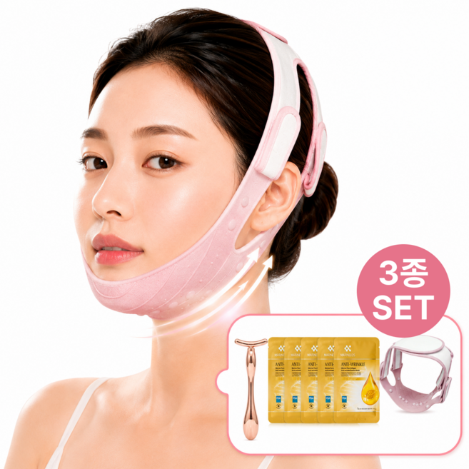 더브이랩 V라인 탄력 리프팅 밴드 미니 괄사스틱 콜라겐 마스크팩 5매 3종세트, 1개, 리프팅밴드+미니괄사+콜라겐마스크팩 5매