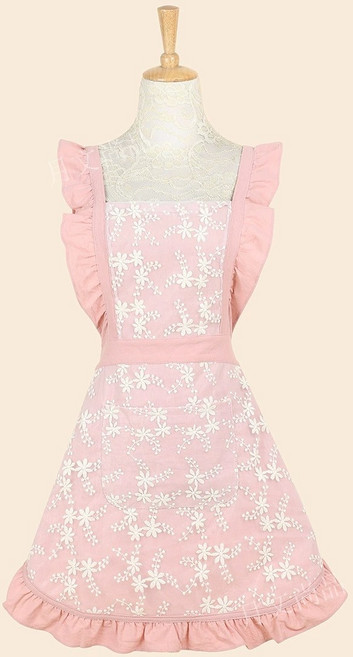 여성 공주앞치마 디자인 레이스 주방 예쁜 에이프런, 1개, 핑크