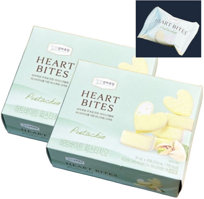 매일유업 하트바이트 구수한 피스타치오 유기농우유 아이스크림 디저트, 20개, 31ml