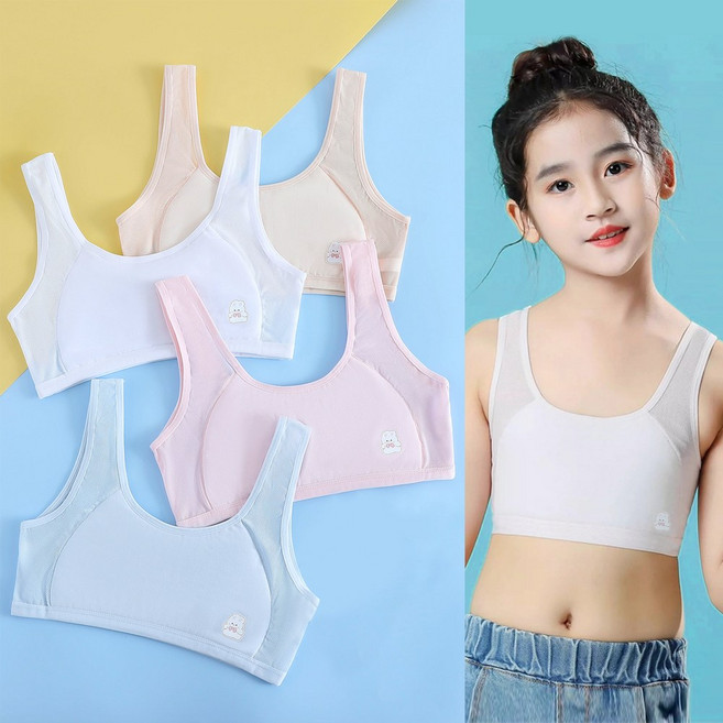 신제품 IEDUOS 초등학생 브라 여자 아이 코튼 성장기 주니어 속옷 우리아이 첫브라 순면 4종세트