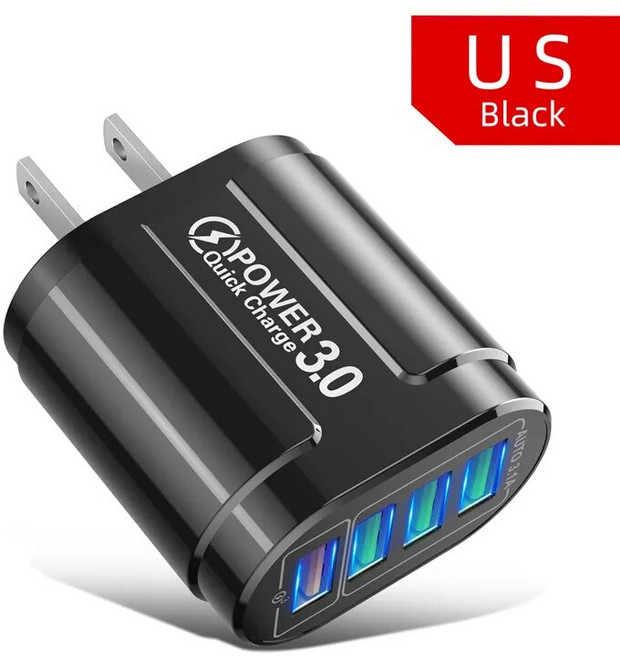 Lovebay 4 포트 USB 고속 충전기 빠른 충전 3.0 48W LED 범용 벽 휴대 전화 태블릿 충전기 iPhone 용 고속 충전, 보여진 바와 같이