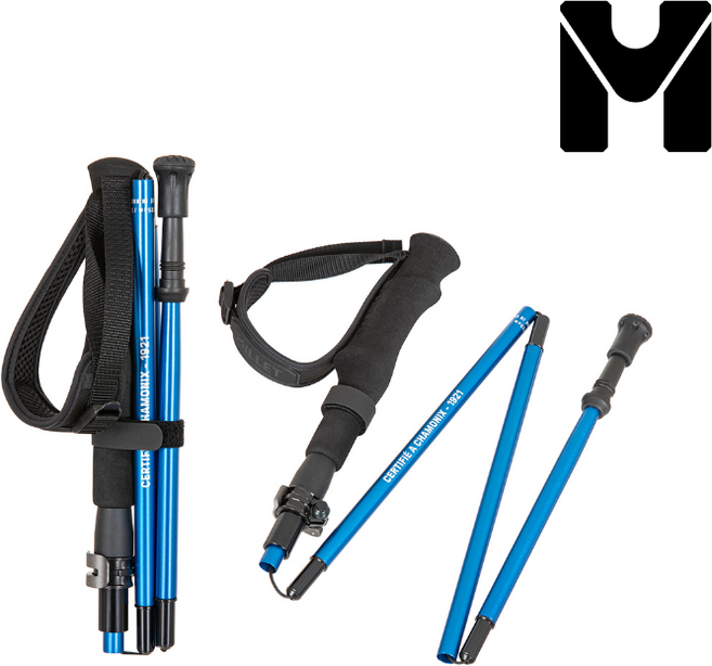 밀레 [MILLET] 남여 공용 5단 Z타입의 폴딩 스틱, 1개, 블루(60)