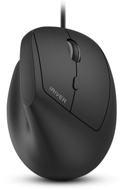 아이리버 항균처리 컴팩트 EV100 인비저블 인체공학 무소음 유선 버티컬 마우스, (아이리버정품) BLACK
