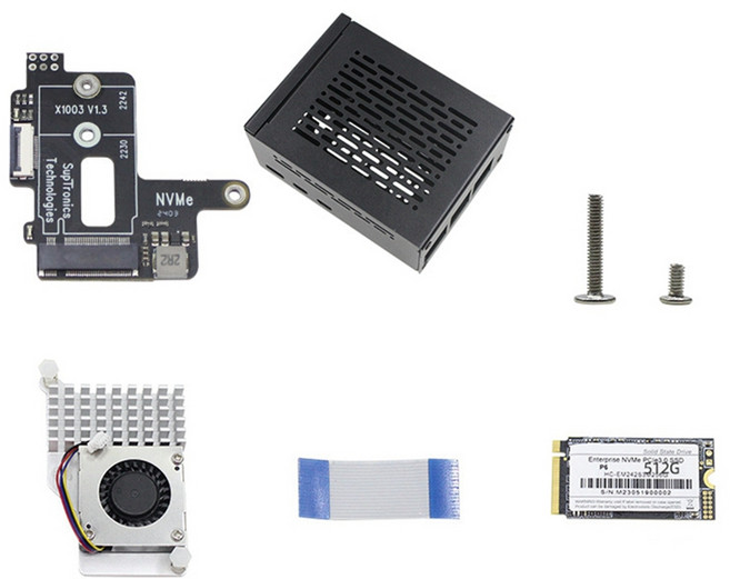 2242 2230 Nvme SSD 확장 보드 키트 라즈베리 파이 5 Pcie to M.2 HAT 라디에이터 케이스, [04] Black 512GB