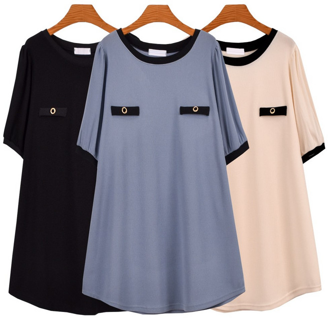 마마걸 큐티시보리T 빅사이즈여성 큰옷반팔 여름티 중년티셔츠 큰사이즈 엄마옷 롱티 박스티 오피스룩 중년