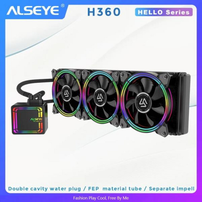ALSEYE H360 AIO 액체 CPU 쿨러 RGB 팬 수냉식 PWM 팬 LGA 775 115x 1366 2011 AM2 AM4 용 120mm, 한개옵션0, 1개
