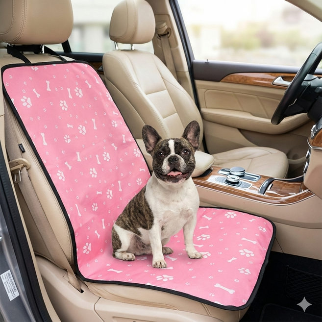 온더코너 강아지 차량 방수매트 조수석 시트커버, 1개, 핑크화이트