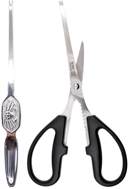 푸름살림 kimspp 게가위세트 (게속살가위+게포크) 꽃게 대게 게속살 킹크랩 랍스터