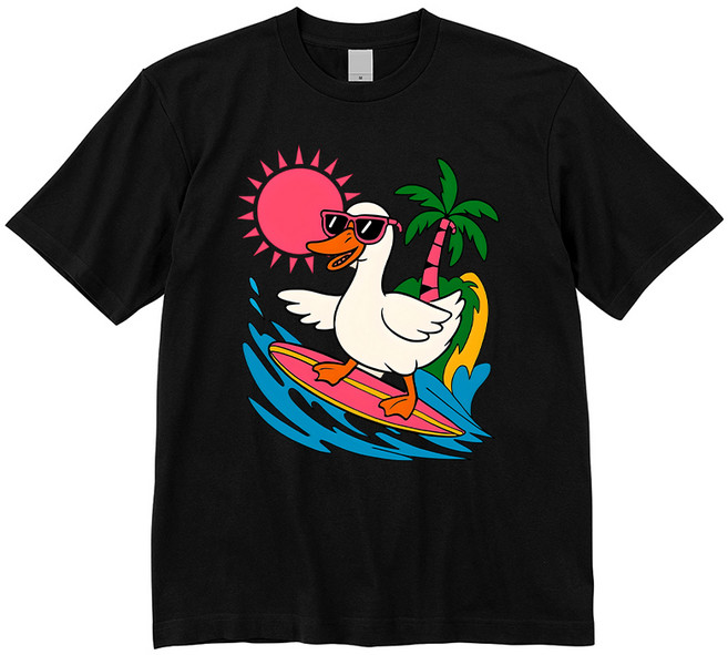 캔브젝스 썸머 서핑덕 빅사이즈 프린트 오버핏 티셔츠 HR2041