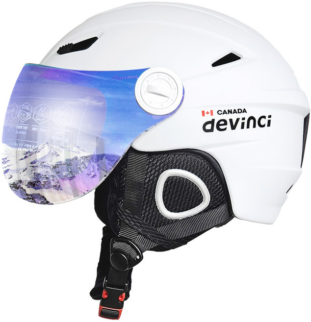 드빈치 스키헬멧 고글일체형 경량 스노우보드 헬멧, 매트화이트, 1개