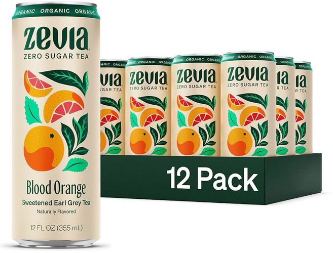 제비아 제로 슈가 티 히비스커스 위드 패션프루트 프리 12단위온스 캔 12팩 천연 감미료 칼로리 비 GMO 프로젝트 검증, 6 Earl Grey Blood Orange, 12 Fl 단위oz Pack of 12