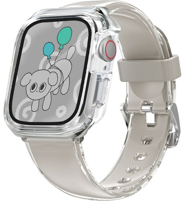 아이메이드잇 애플워치 호환 변색 없는 TPU 스트랩 + 케이스 세트 구성, 그레이