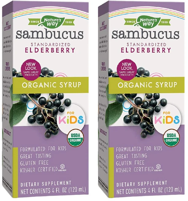네이쳐스웨이 삼부커스 엘더베리 시럽 포키즈 어린이용 환절기 겨울철 면역 120ml 2개 - 쿠팡