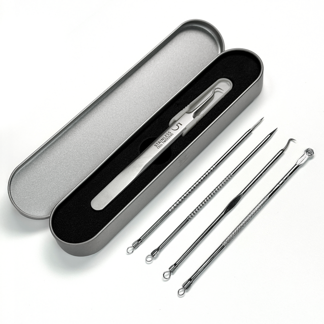 슈어만 전문가 초정밀 핀셋 여드름 관리 큐렛, 1개, 후크