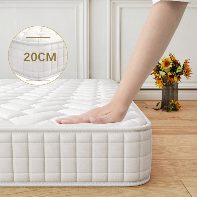 독립 스프링 매트리스 무음 매트리스 침대 바닥용, 20cm, 흰색