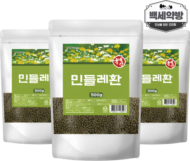 백세약방 민들레환 포공영환 국산 민들레꽃 분말 복용방법 먹는법 효능, 500g, 3개