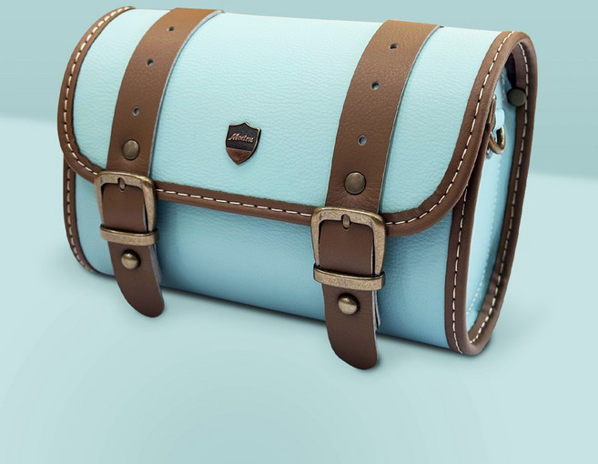 자전거핸들바가방 전기자전거가방 킥보드가방 전기스쿠터가방 고급가죽수제가방, 파스텔블루