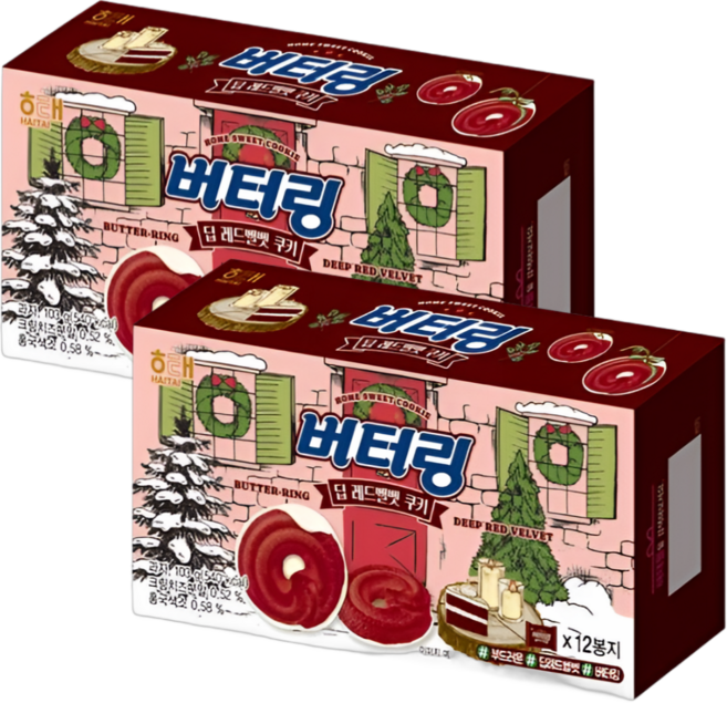 해태 버터링 딥 레드벨벳 쿠키 신상과자 추천, 103g, 2개
