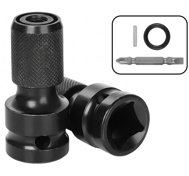 프렌티 1/2 어댑터 소캣 비트 임팩렌치 아답터, 1개, 블랙