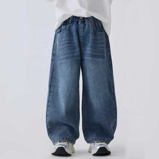 투나이언 남아 주니어용 벌룬 와이드 밴딩 데님 청바지