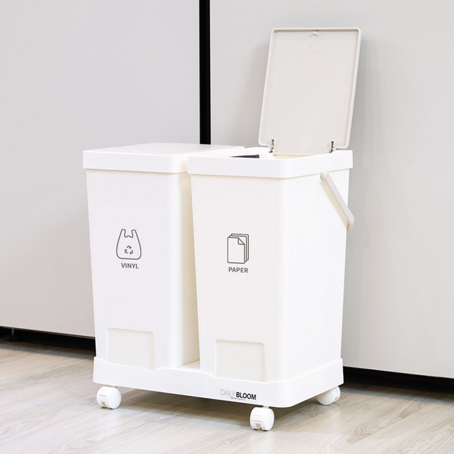 데일리블룸 원터치 가정용 재활용 분리수거함 20L (스티커+비닐 증정), 2P