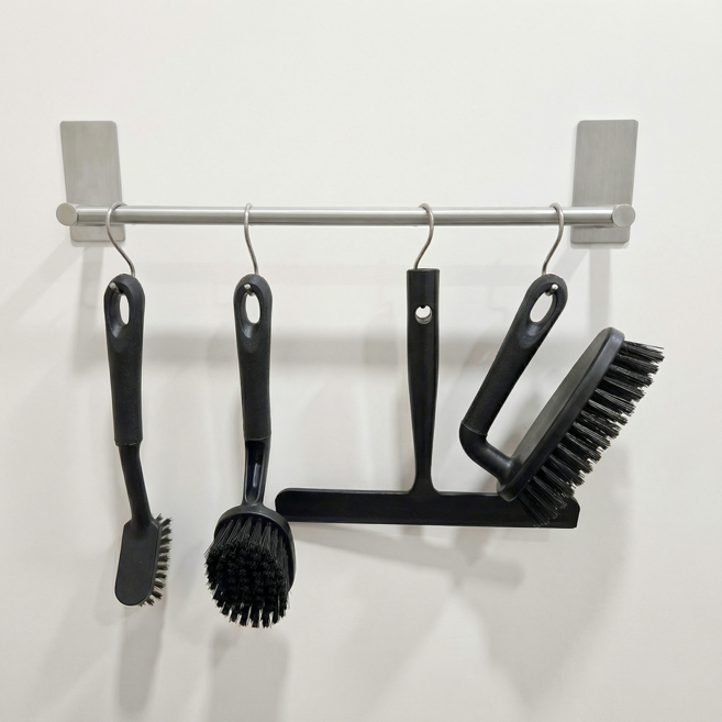 무지스 무광 스텐 304 롱타입 욕실 청소도구 걸이, 1개, 무광실버(40cm)