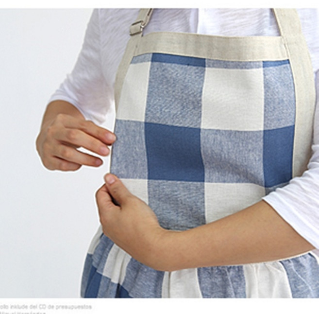 jh빅체크 하이디 앞치마 (3color), 블루, 1개