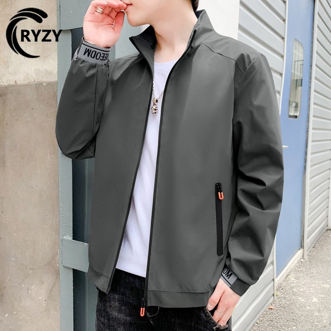 RYZY 夾克外套 春秋男士薄款立領拉鍊休閒外套