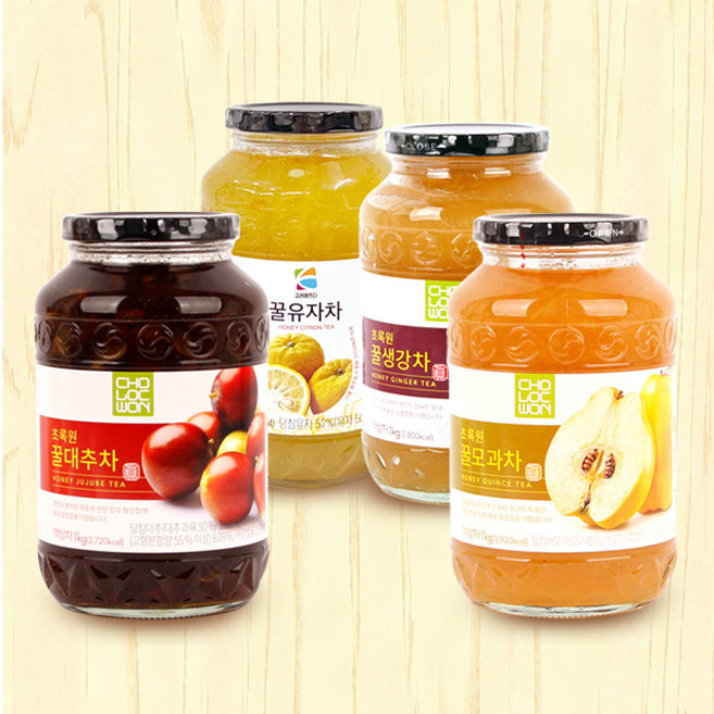 [자연을마시다] 꿀유자/모과/대추/생강차 각1kg(총4병), 1세트