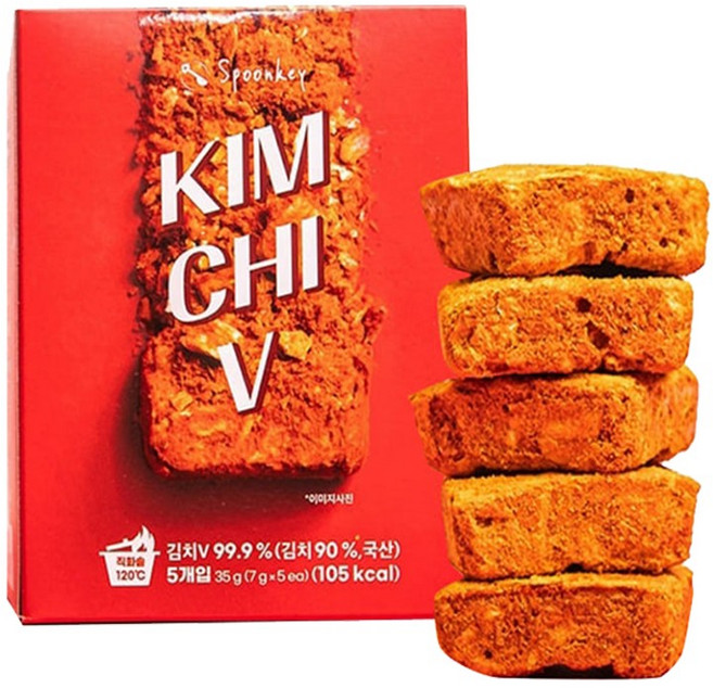 [국산 김치] 정말 맛있는 동결건조 볶음김치블럭 스푼키 김치브이_파리국제식품박람회 혁신상, 1세트, 35g