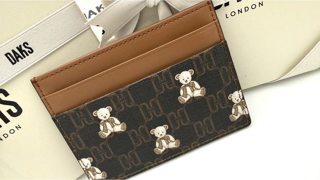 백화점 정품 닥스 테디베어 패턴 여성 소가죽 카드홀더 (선물포장)